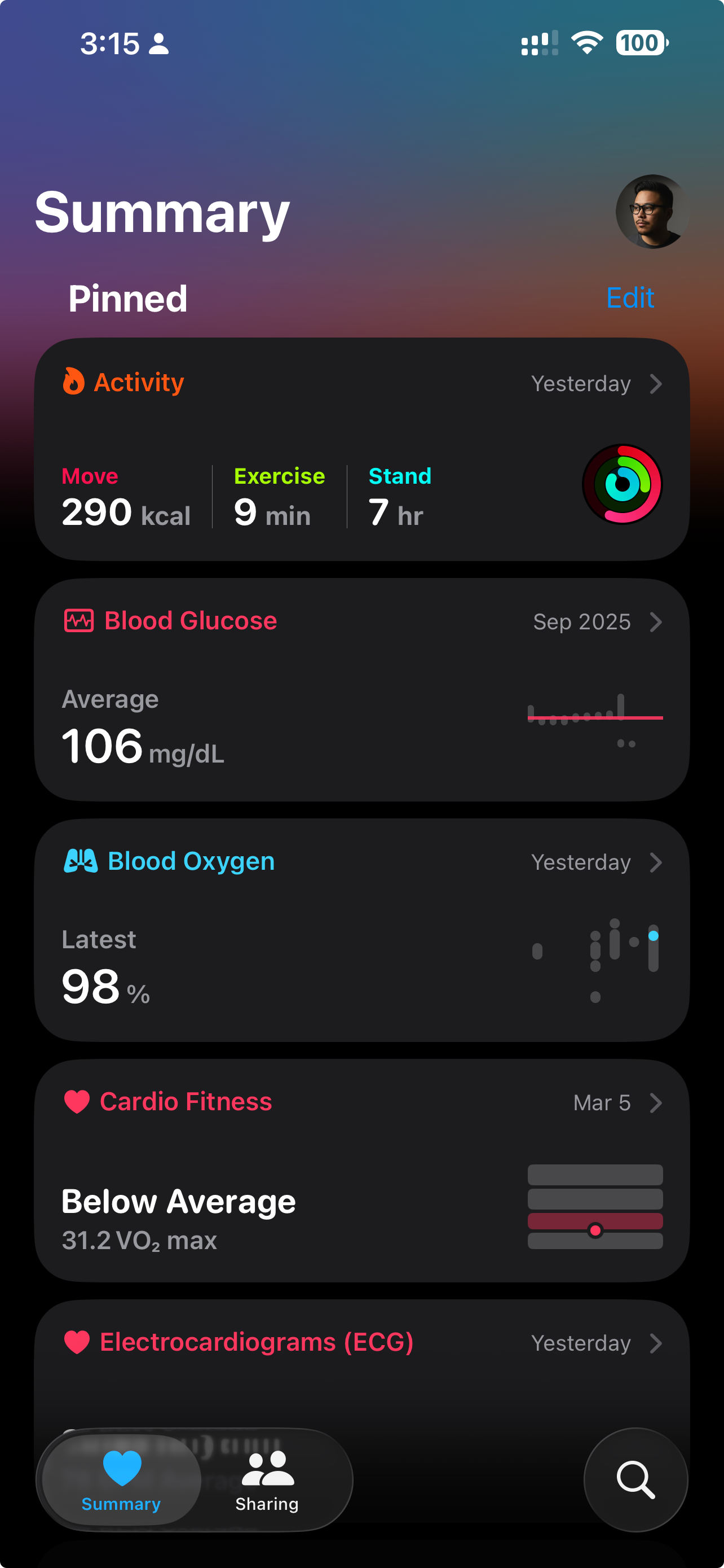 Apple Health Summary screen showing raw data without interpretation